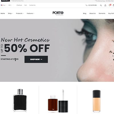 طراحی سایت با قالب فروشگاهی لوازم آرایشی پورتو